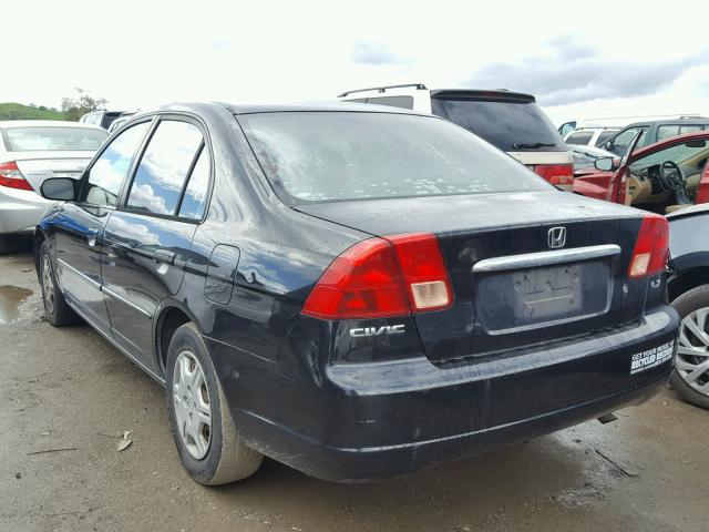 2HGES16592H601173 - 2002 HONDA CIVIC LX BLACK photo 3