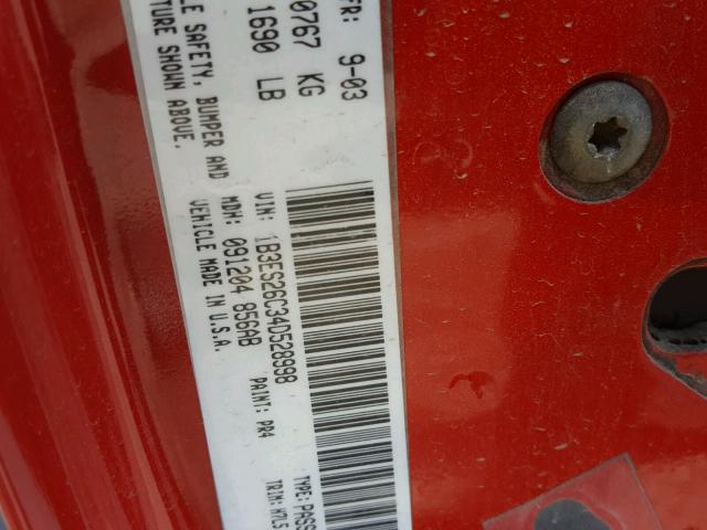 1B3ES26C34D528998 - 2004 DODGE NEON BASE RED photo 10