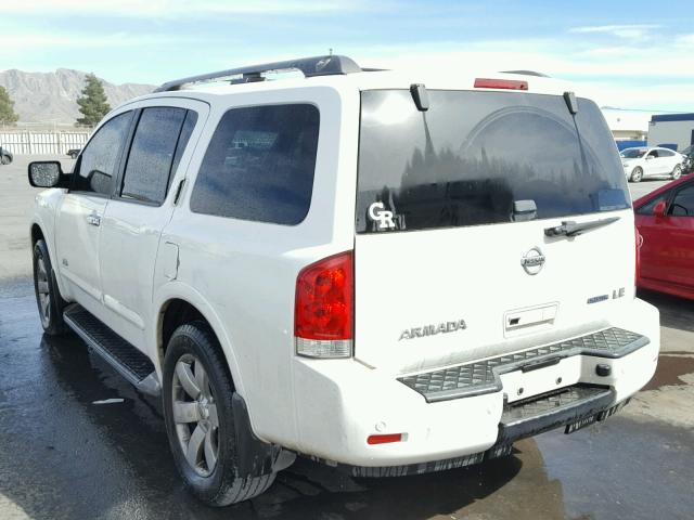 5N1BA08C38N632389 - 2008 NISSAN ARMADA SE WHITE photo 3