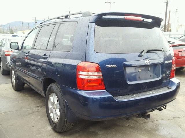 JTEGD21A520021057 - 2002 TOYOTA HIGHLANDER BLUE photo 3