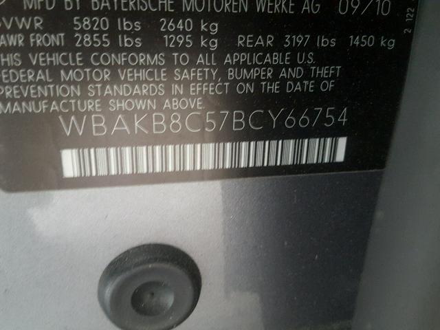 WBAKB8C57BCY66754 - 2011 BMW 750LI GRAY photo 10