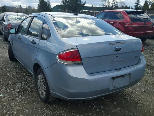 1FAHP35N58W298287 - 2008 FORD FOCUS SE BLUE photo 3