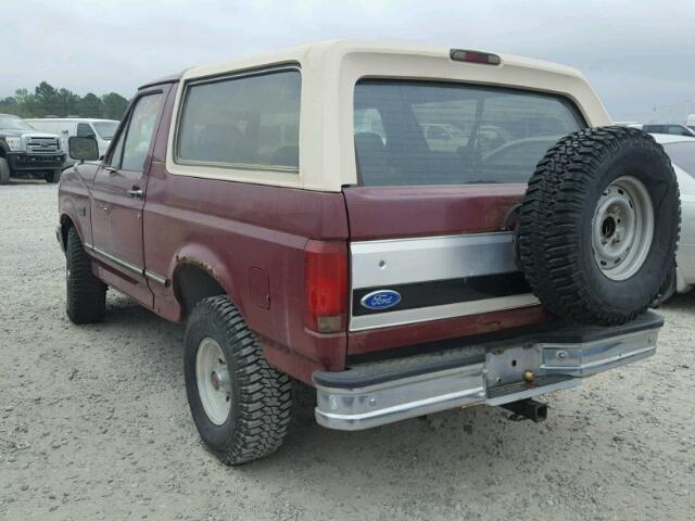 1FMEU15H4PLB23447 - 1993 FORD BRONCO U10 MAROON photo 3