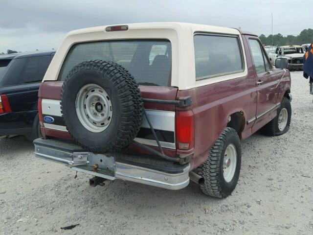 1FMEU15H4PLB23447 - 1993 FORD BRONCO U10 MAROON photo 4