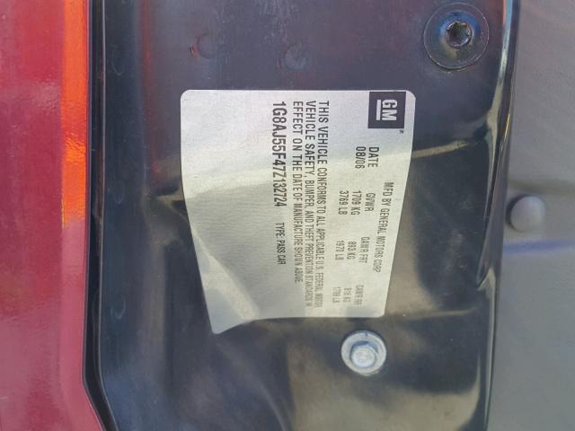 1G8AJ55F47Z132724 - 2007 SATURN ION LEVEL BURGUNDY photo 10