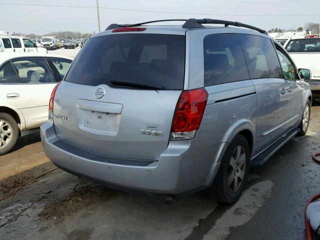 5N1BV28U24N324620 - 2004 NISSAN QUEST S SILVER photo 4