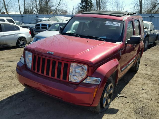 1J8GN28K38W233602 - 2008 JEEP LIBERTY SP RED photo 2