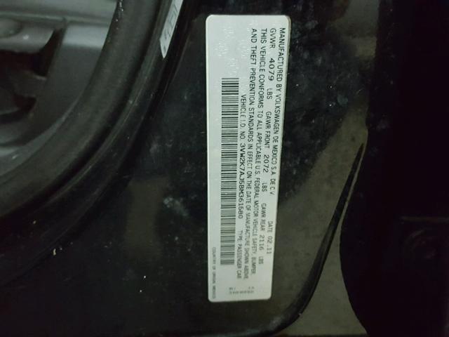 3VW2K7AJ5BM361580 - 2011 VOLKSWAGEN JETTA BASE 黑色 照片 10