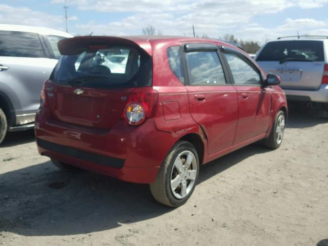 KL1TG66E19B627121 - 2009 CHEVROLET AVEO LT RED photo 4