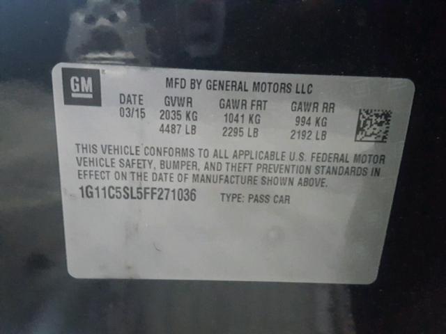 1G11C5SL5FF271036 - 2015 CHEVROLET MALIBU 1LT 黑色 照片 10