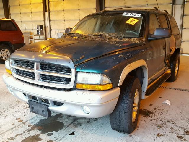 1D4HS58N93F542874 - 2003 DODGE DURANGO SL GREEN photo 2