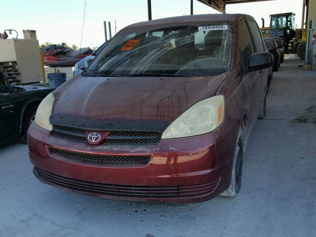 5TDZA23C64S005566 - 2004 TOYOTA SIENNA CE BURGUNDY photo 2