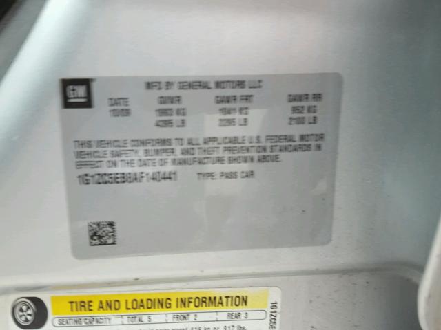 1G1ZC5EB8AF140441 - 2010 CHEVROLET MALIBU 1LT SILVER photo 10