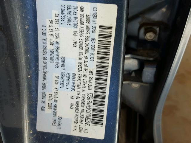 3MZBM1U7XFM181623 - 2015 MAZDA 3 SPORT BLUE photo 10