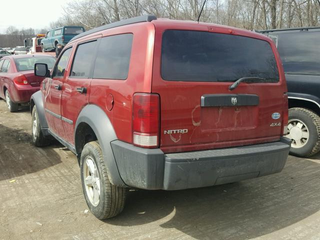 1D8GU28K97W569572 - 2007 DODGE NITRO SXT BURGUNDY photo 3