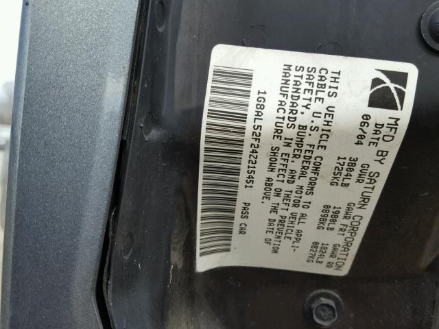 1G8AL52F24Z215451 - 2004 SATURN ION LEVEL 灰色 照片 10
