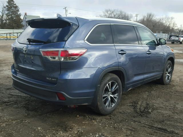 5TDJKRFH0GS505432 - 2016 TOYOTA HIGHLANDER BLUE photo 4