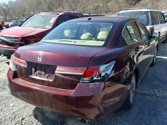 1HGCP2F89CA089486 - 2012 HONDA ACCORD EXL MAROON photo 4