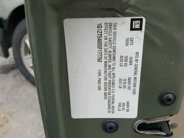 1G1ZT54885F177792 - 2005 CHEVROLET MALIBU LS მწვანე ფოტო 10