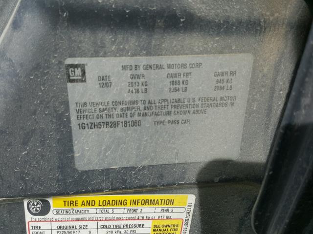 1G1ZH57B28F181060 - 2008 CHEVROLET MALIBU 1LT 灰色 照片 10