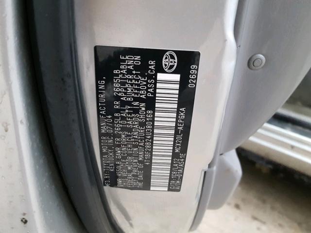 4T1BF28B24U380168 - 2004 TOYOTA AVALON XL SILVER photo 10