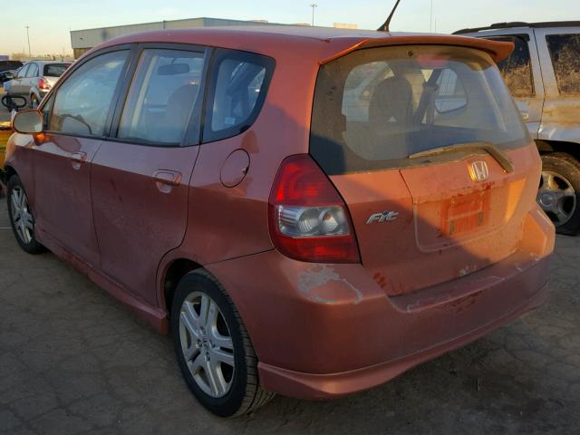 JHMGD38607S007170 - 2007 HONDA FIT S ORANGE photo 3