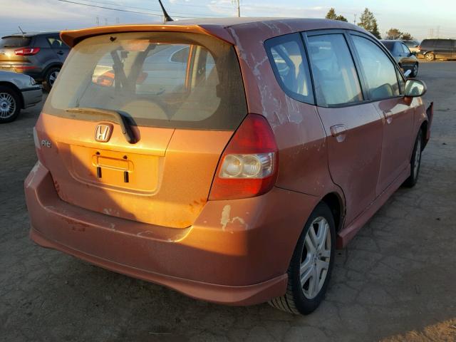 JHMGD38607S007170 - 2007 HONDA FIT S ORANGE photo 4