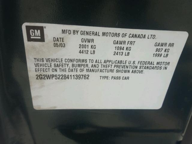 2G2WP522841139762 - 2004 PONTIAC GRAND PRIX 绿色 照片 10
