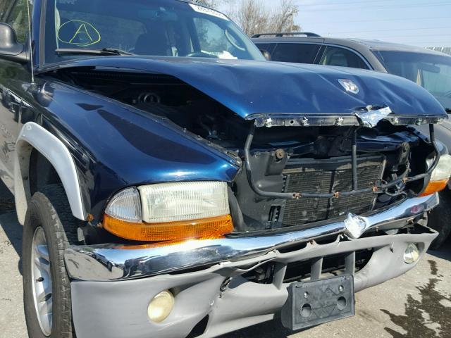 1B7GG22N11S280094 - 2001 DODGE DAKOTA BLUE photo 9