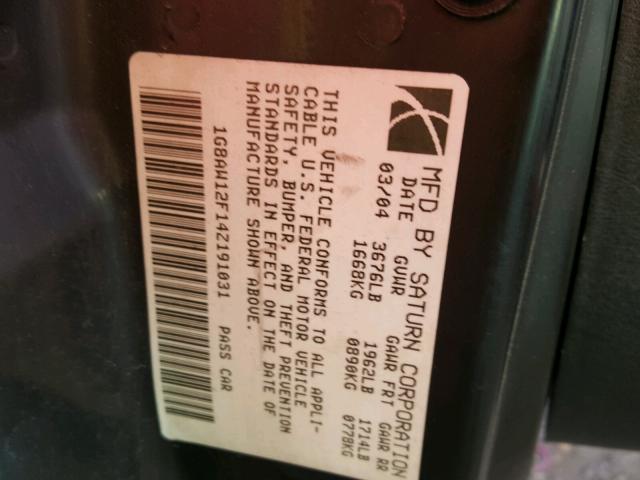 1G8AW12F14Z191031 - 2004 SATURN ION LEVEL 银色 照片 10