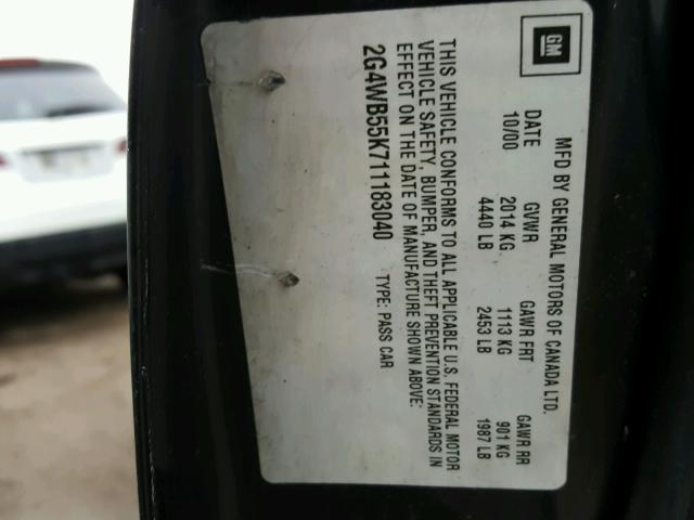 2G4WB55K711183040 - 2001 BUICK REGAL LS GRAY photo 10