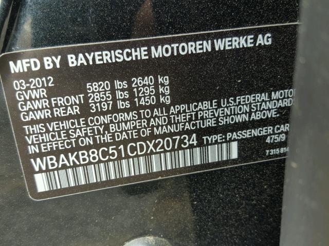 WBAKB8C51CDX20734 - 2012 BMW 750LI BLACK photo 10