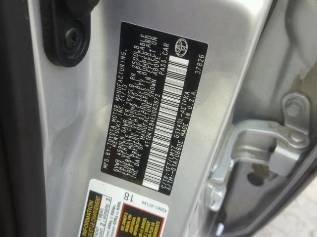 4T1BK1EB4EU083673 - 2014 TOYOTA AVALON BAS SILVER photo 10