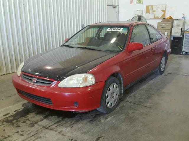 1HGEJ814XYL039774 - 2000 HONDA CIVIC EX წითელი ფოტო 2