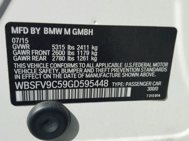 WBSFV9C59GD595448 - 2016 BMW M5 WHITE photo 10