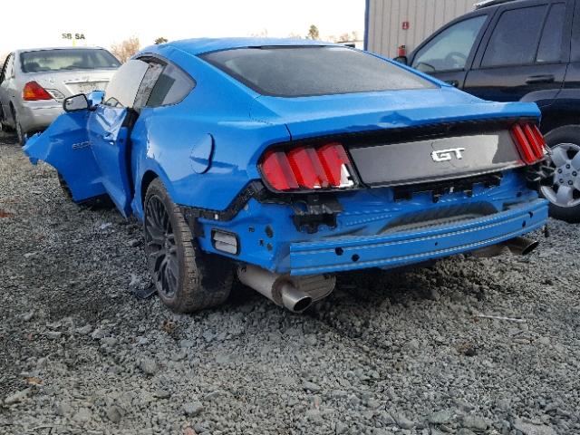 1FA6P8CF0H5255630 - 2017 FORD MUSTANG GT BLUE photo 3