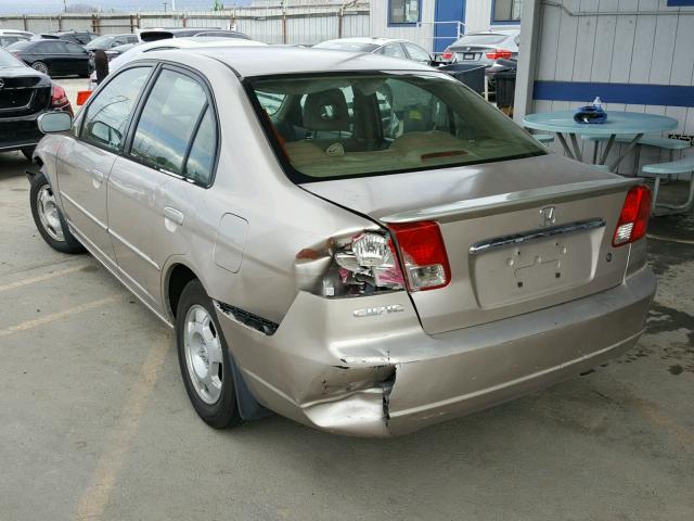 JHMES96643S001367 - 2003 HONDA CIVIC HYBR GOLD photo 3