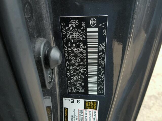 JTKJF5C76GJ016810 - 2016 TOYOTA SCION TC 灰色 照片 10