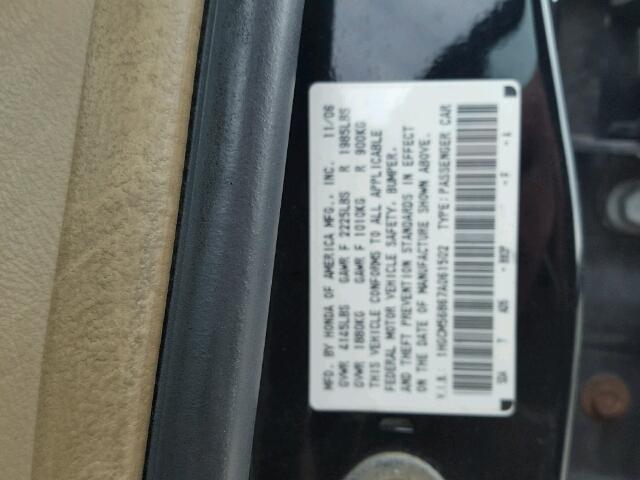 1HGCM56867A061502 - 2007 HONDA ACCORD EX BLACK photo 10