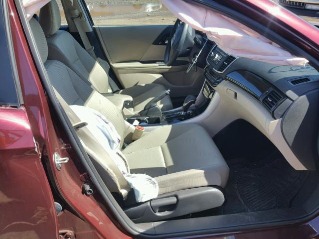 1HGCR2F37GA094450 - 2016 HONDA ACCORD LX MAROON photo 5