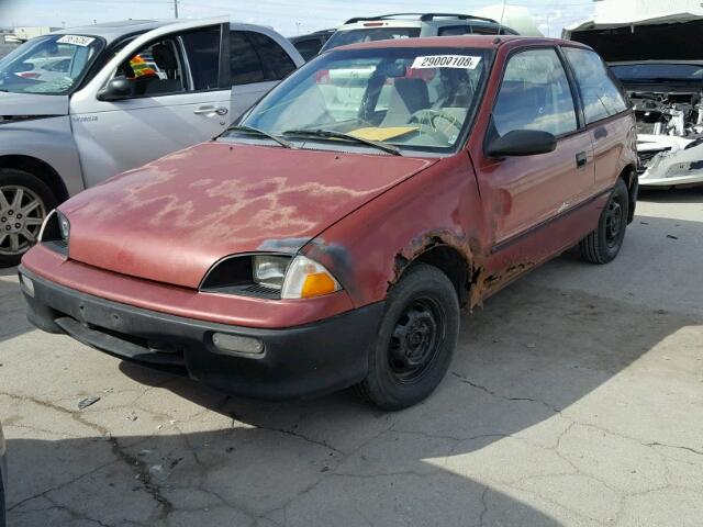 2C1MR2468P6729993 - 1993 GEO METRO RED photo 2