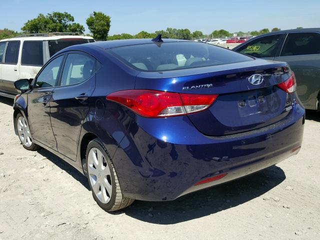 5NPDH4AE5DH176143 - 2013 HYUNDAI ELANTRA GL BLUE photo 3