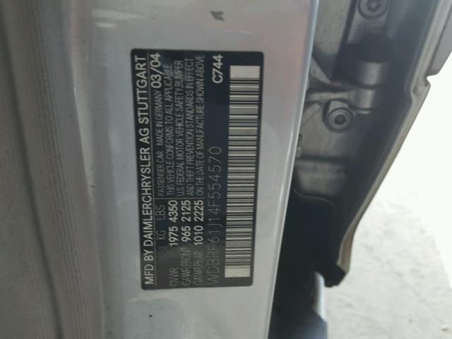 WDBRF61J14F554570 - 2004 MERCEDES-BENZ C 240 SILVER photo 10