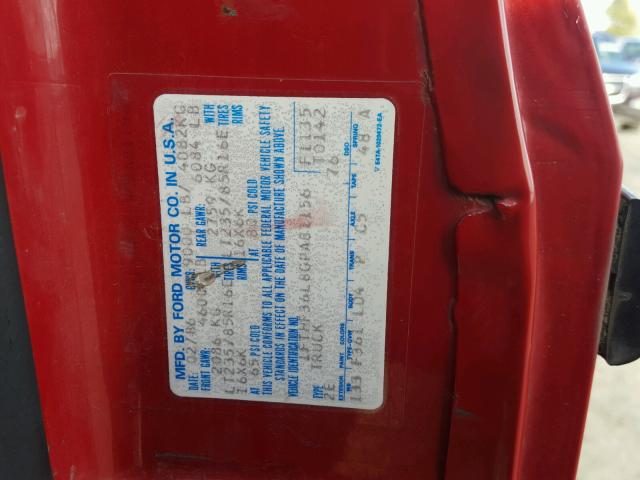 1FTHF36L8GPA81156 - 1986 FORD F350 RED photo 10