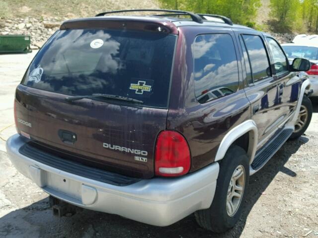 1D8HS58N93F609861 - 2003 DODGE DURANGO SL MAROON photo 4