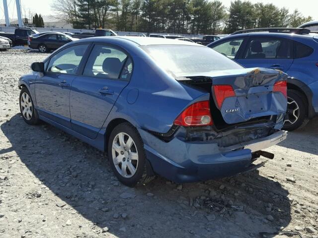 1HGFA16537L114360 - 2007 HONDA CIVIC LX BLUE photo 3