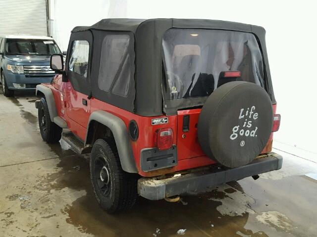 1J4FA49S63P315801 - 2003 JEEP WRANGLER / RED photo 3