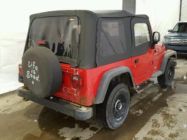 1J4FA49S63P315801 - 2003 JEEP WRANGLER / RED photo 4