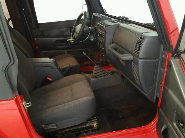 1J4FA49S63P315801 - 2003 JEEP WRANGLER / RED photo 5