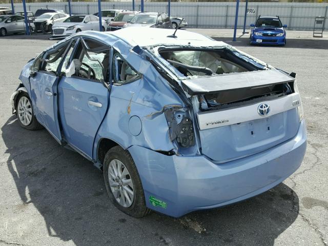 JTDKN3DP8C3016579 - 2012 TOYOTA PRIUS PLUG BLUE photo 3